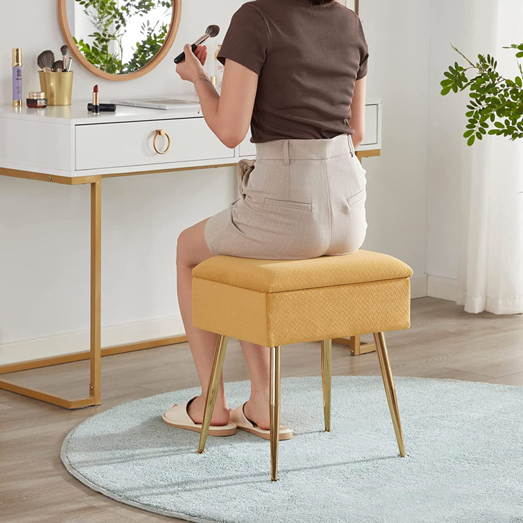 Mercer41 Vanity Chair Storage Vanity Stool Ottoman Foot Rest